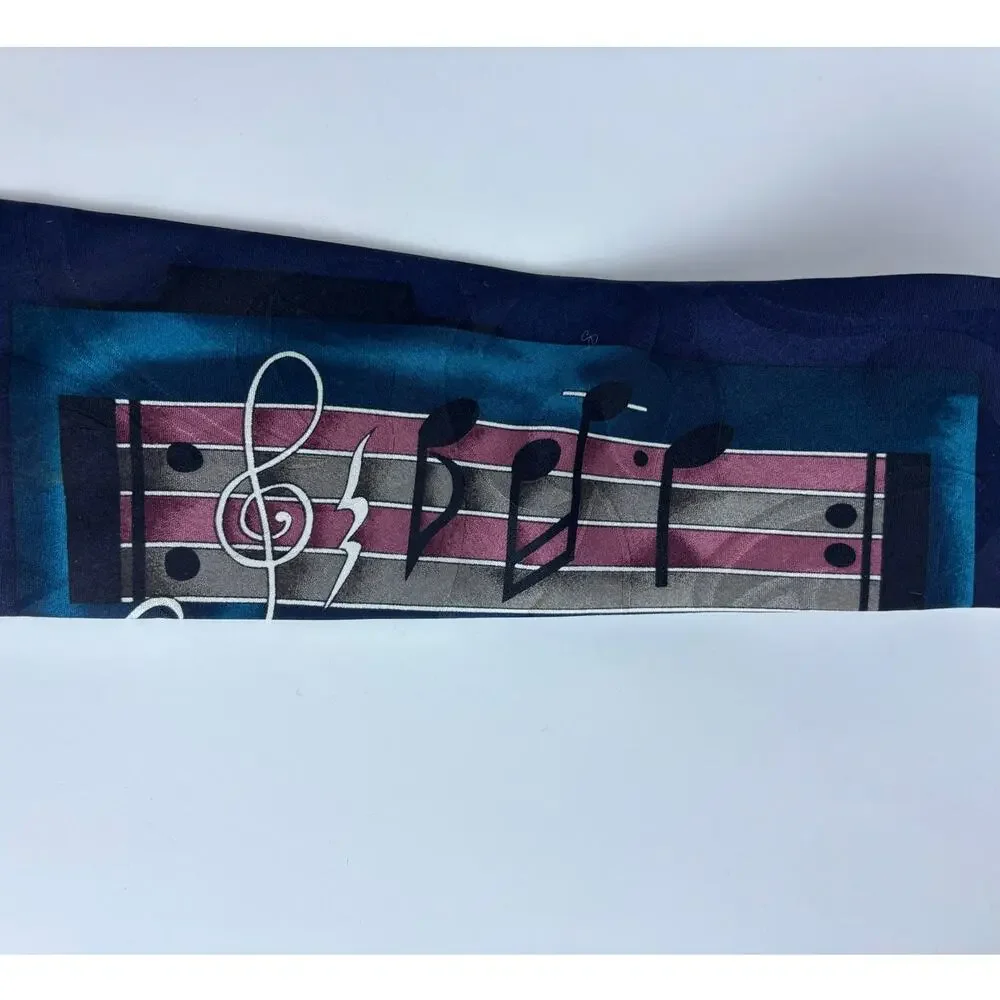 UPBEAT BY ROFFE Neck Tie Ferracci Musical Notes 100% Silk Art to Wear